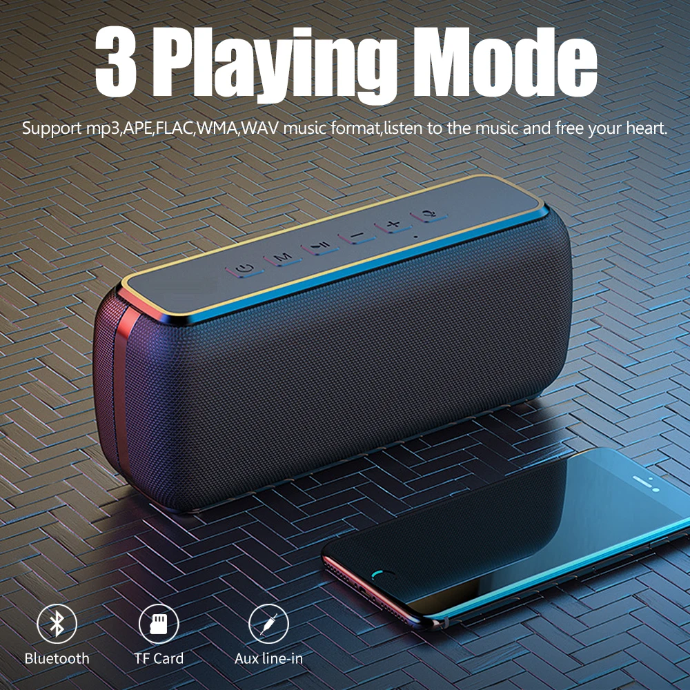 60W IPX5 Portable Waterproof TWS Heavy Bass Loudspeaker Subwoofer Boomboxes Bluetooth speakers - ANKUX.COM