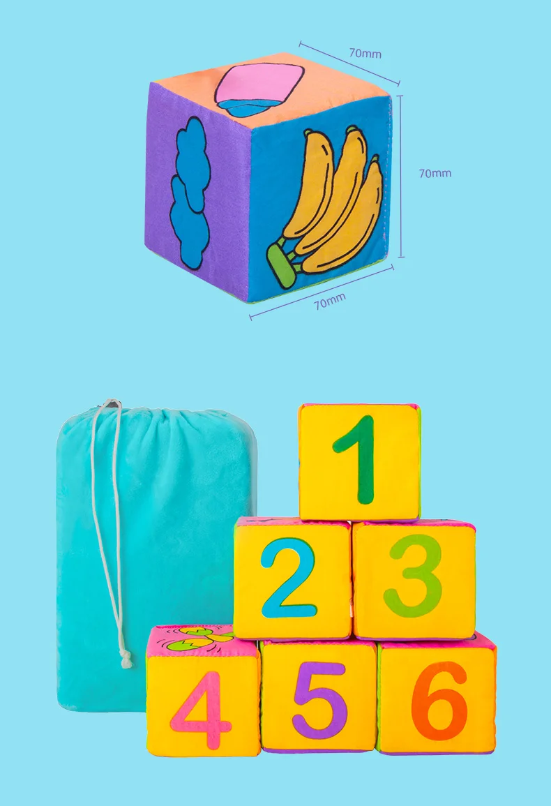 6pcs Multifunctional Baby Cloth Building Block Rattle Soft Cubes Toy Gift Set UK 