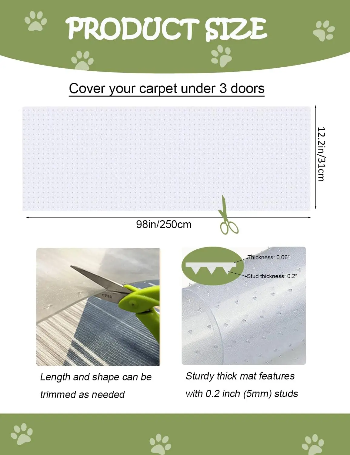 Plastic Mat Cat Carpet Protector Floor Roll Clear PVC Mat