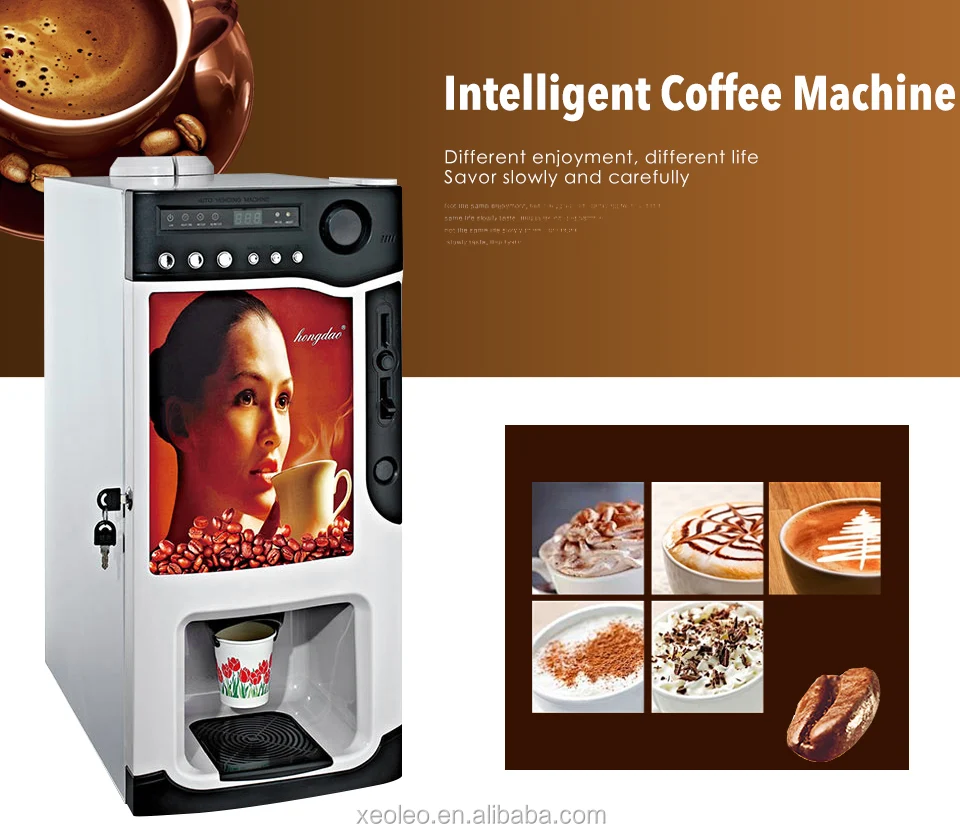 Xeoleo Commercial Coin Coffee Machine 3 Canisters 1600ml*3 Vending