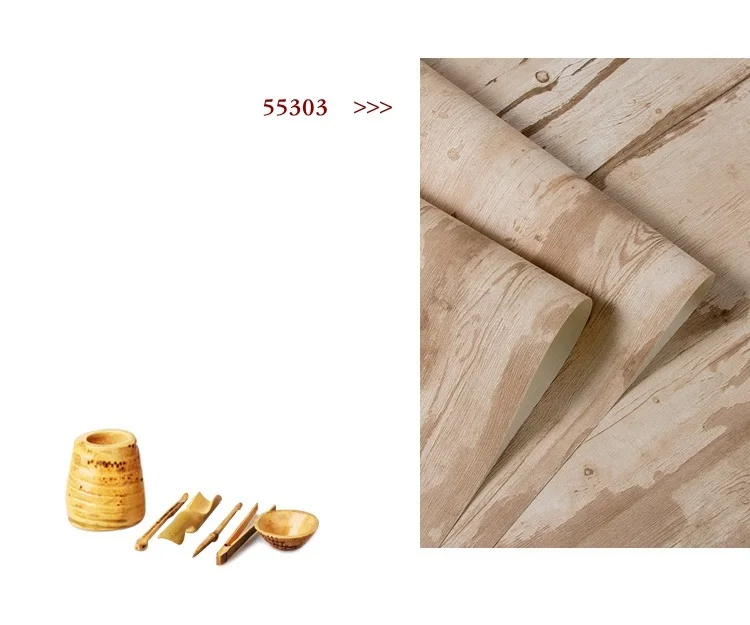 Udk Pvc Vinyl Coated Wood Plank Wallpaper Roll Factory Direct Sales Non