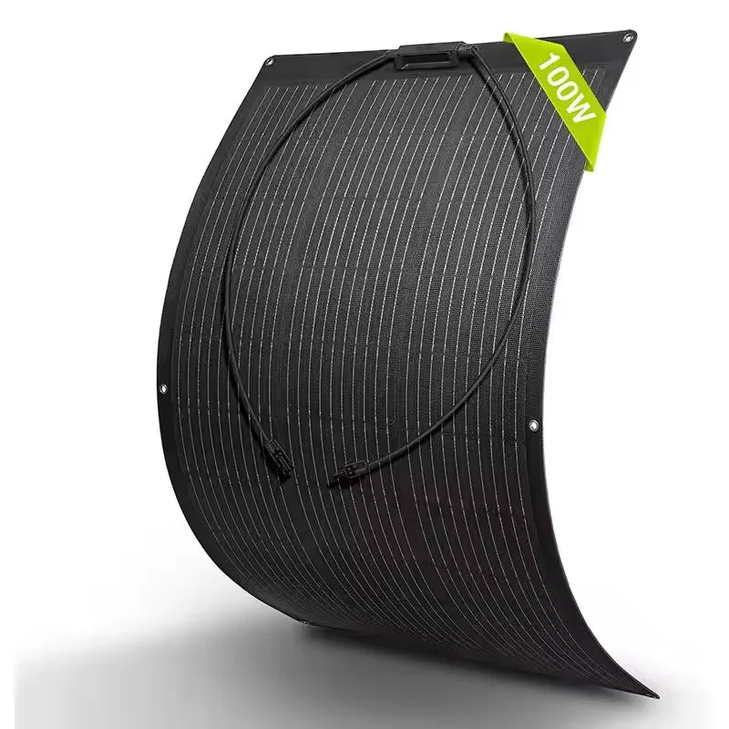Close-up of ETFE-coated flexible 12V solar panel showing uniform texture and edge reinforcement