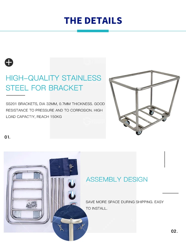 Laundry Cart On Wheels Heavy Duty Hotel Laundry Hamper Easyassemble