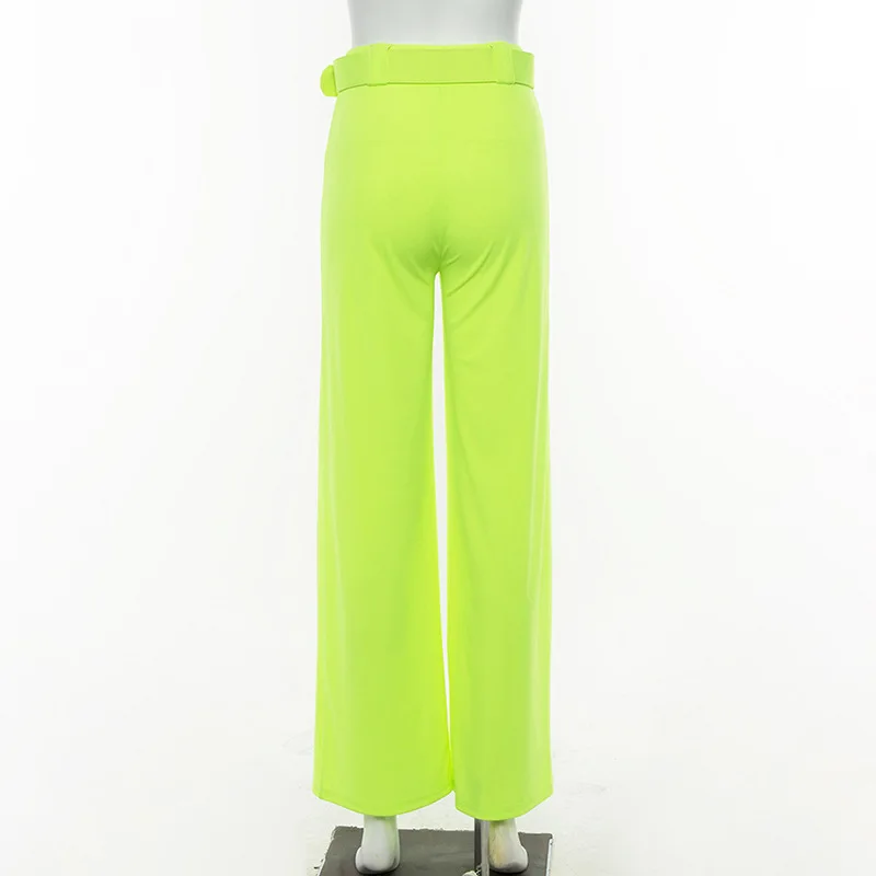 Neon Wide Leg Pants,2019 Summer Women 