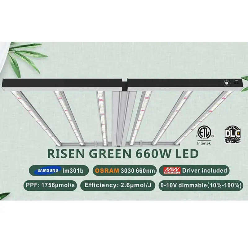 RIsen Green 660 Watt Lm301B LED Board Greenhouse Full Spectrum Gavita Pro Grow Light