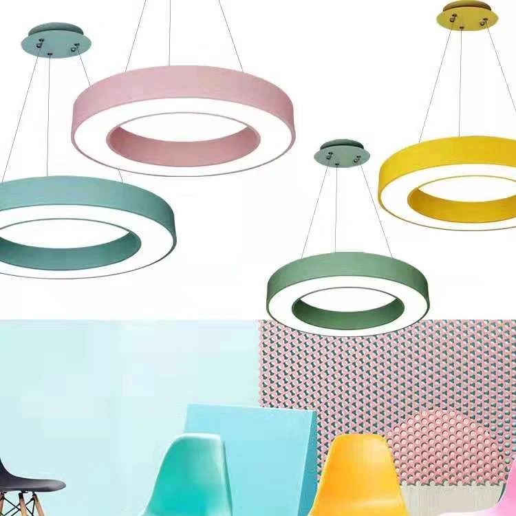Factory supply custom made aluminum ring led pendant light library gym meeting room lighting