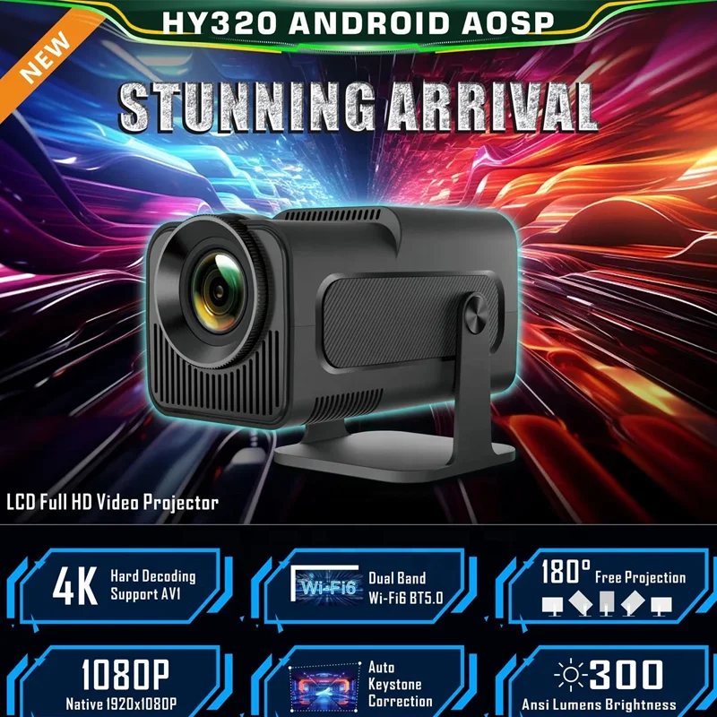 2024 Hy320 300ansi Lumen Android Projector High Brightness Home Theater   H3adfe189f9f044b9bf4c1be98e13c5e8N 