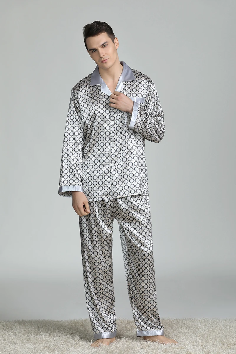 Pijamas De Seda Luxuosos De Cetim,Atacado,Manga Comprida,Conjuntos De ...