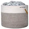 Large baby laundry woven blanket nursery bins cotton rope storage basket