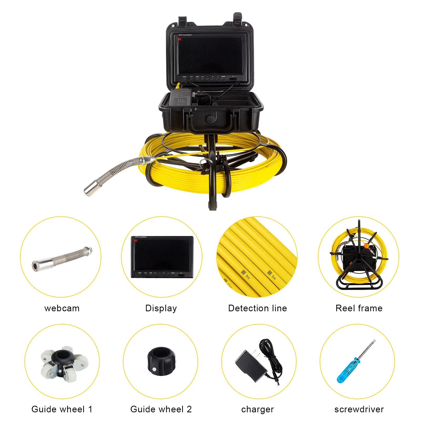 Factory Pipe Inspection Camera 512Hz Sonde/Transmitter Pipe Camera DVR Video Recording 9Inch HD 1080P Display factory