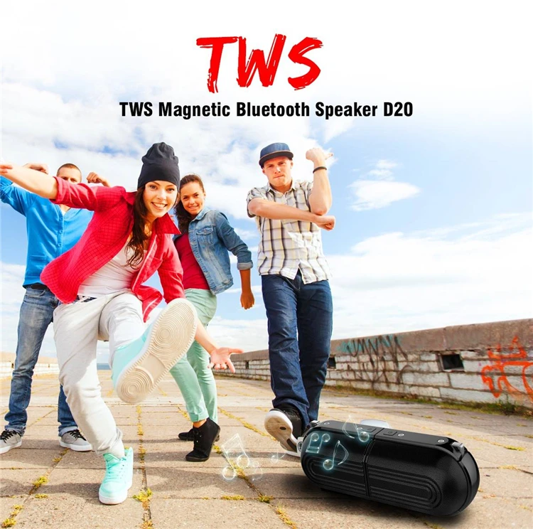 TWS BT Portable Speaker D20 10W Loudspeaker Stereo Sound Quality Two Portable Power Bank Double USB Port For Outdoor - ANKUX.COM