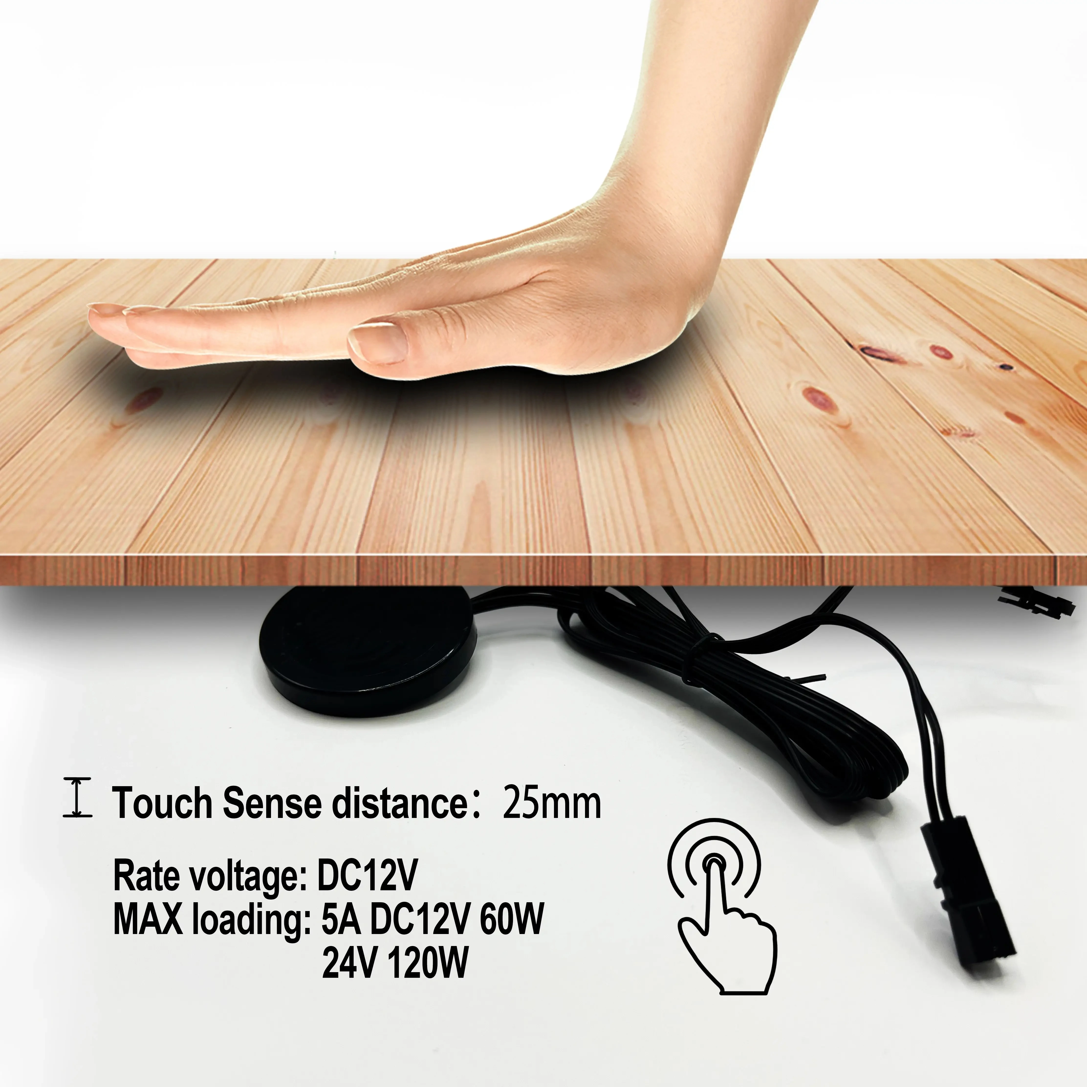Modern Design Indoor Hidden Touch Switch Controller Wooden Furniture