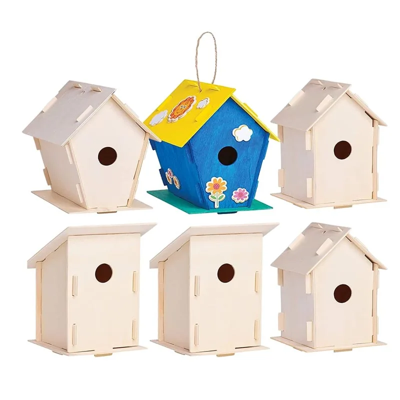 12 Wooden Birdhouses Kids Bulk Arts And Crafts Set For Girls & Boys