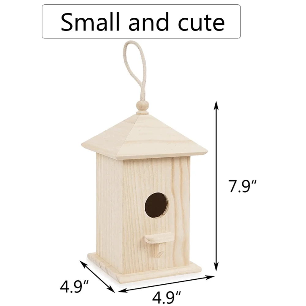 Creative handmade hanging decorative kids DIY painted toy factory wholesale bird house kit diy wood