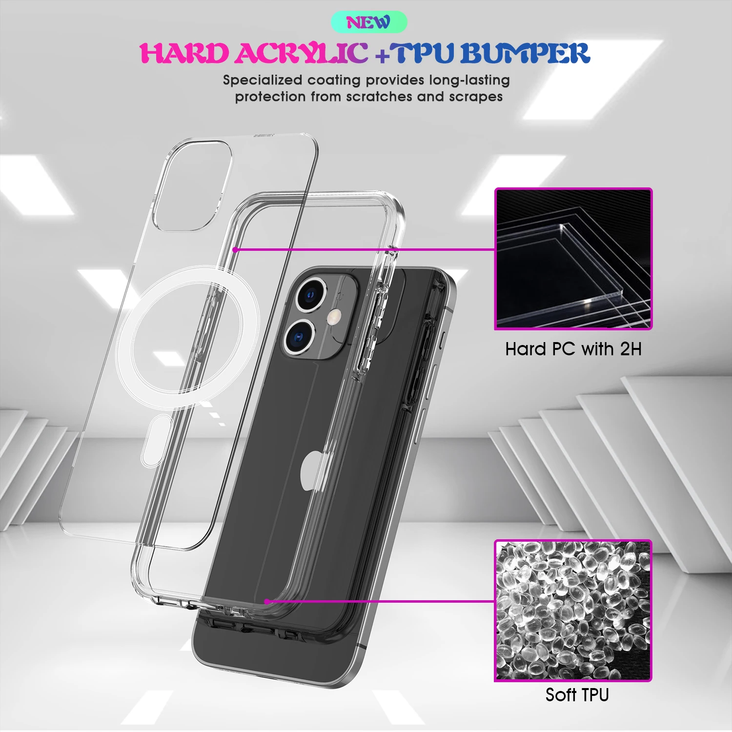 For Iphone 12 Charging Case Clear Shockproof Magnetic Case For Apple ...