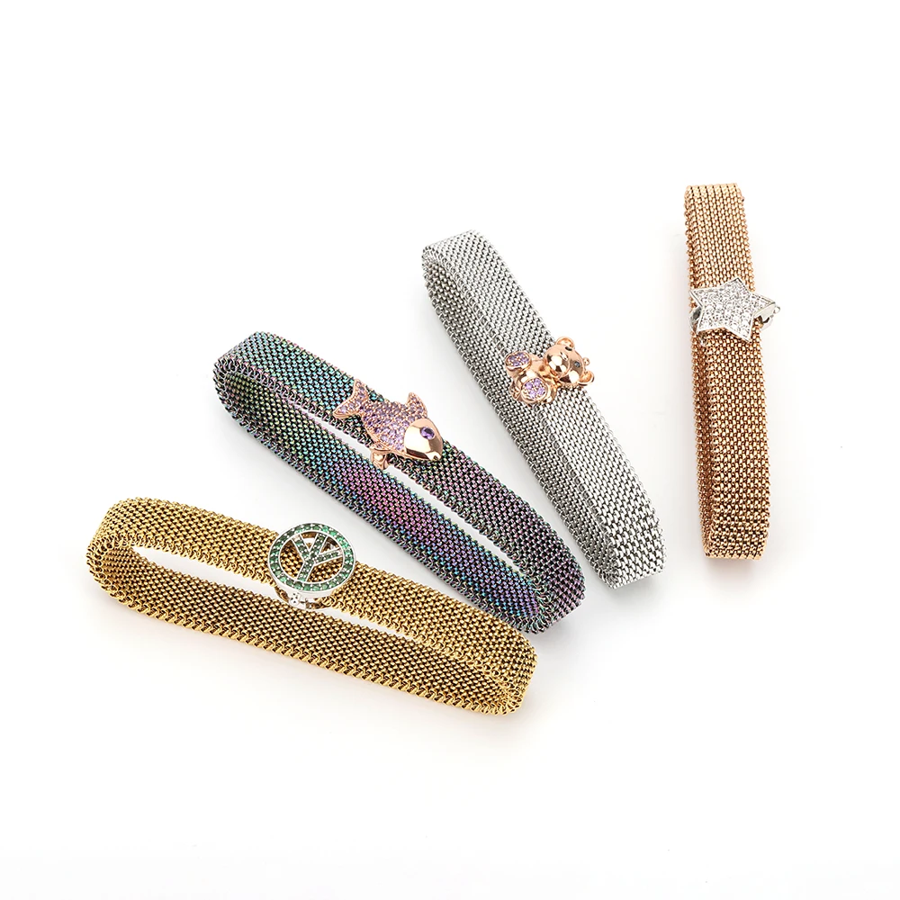 Custom Elastic String Stainless Steel Watch Mesh Charm Bracelet Buy