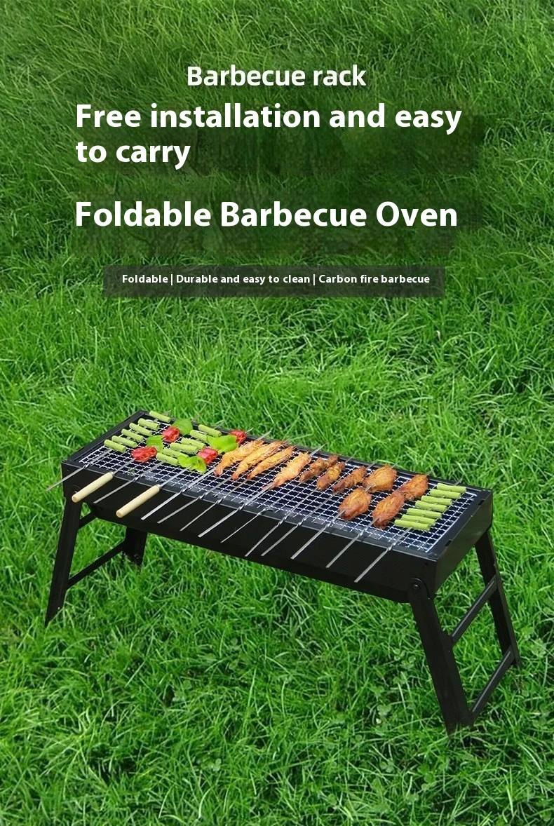 Zibo Stainless Steel Portable Outdoor BBQ Charcoal Grill Small Stove with Smokeless Folding Rack Meat Roaster Oven for Camping
