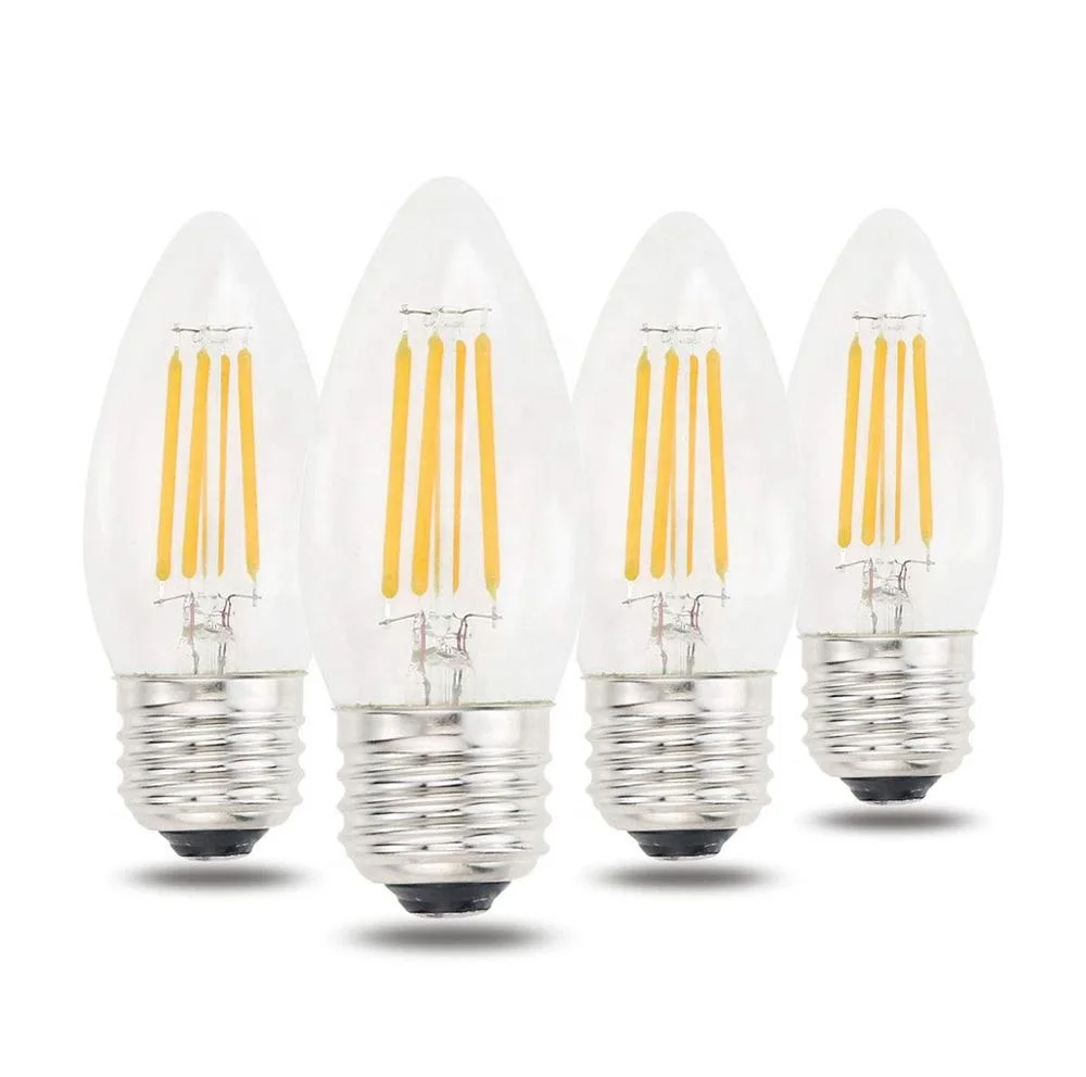 Energy Saver 4 Packs Led Candle C35 4W 400lm Filament Bulb Dimmable