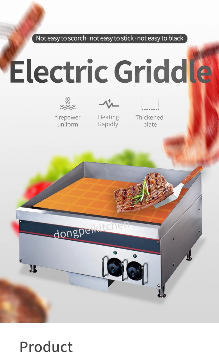 Commercial Stainless Steel Electric Griddle With Nonstick Cooking