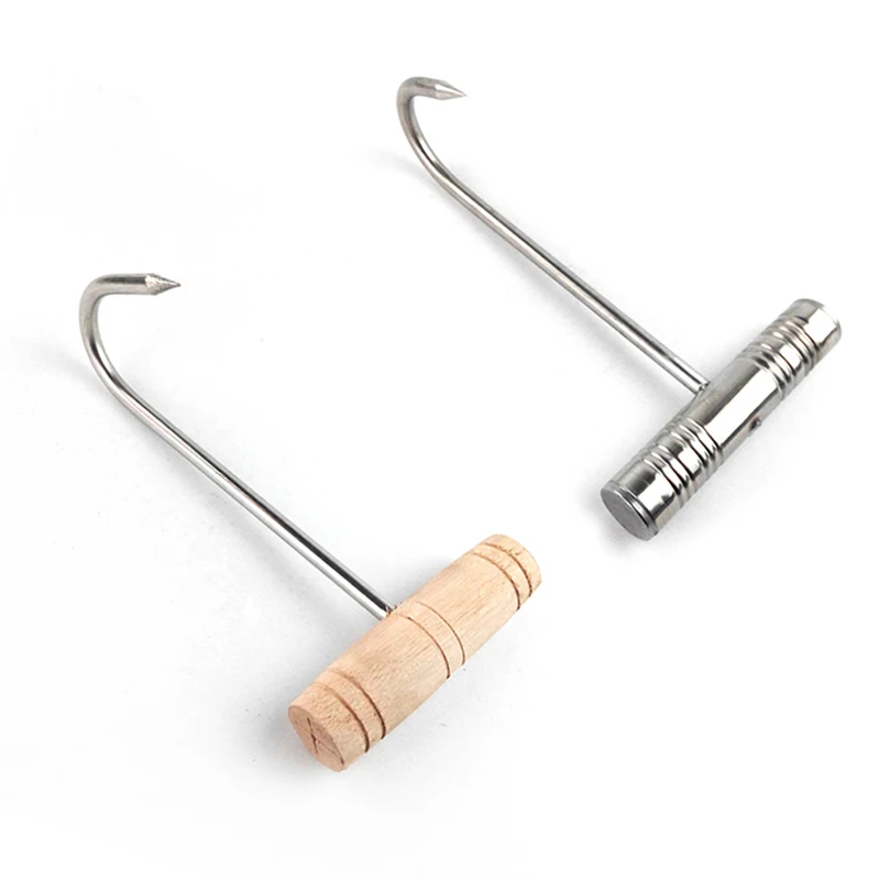 Stainless Steel Butcher Meat Processing Hooks For Butchering With Wood