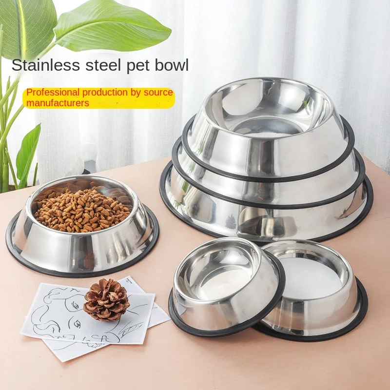 Cheap Stainless Steel Dog Bowls Cat Animal's Accessory Pet Feeding Pet Food Basin Dog's Nonslip
