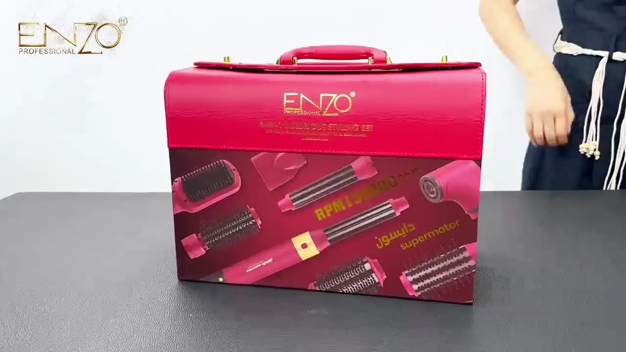 ENZO EN-6223-2 Jujube Red 8-in-1 Hot Air Brush Curler