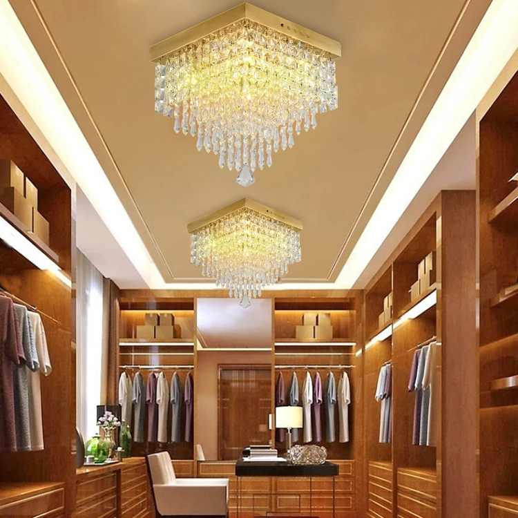 L4u Lazada Amazon Wholesale Square Chandeliers Acrylic Crystal Luxury Lights for Foyer Hallway Home Hotel Corridor