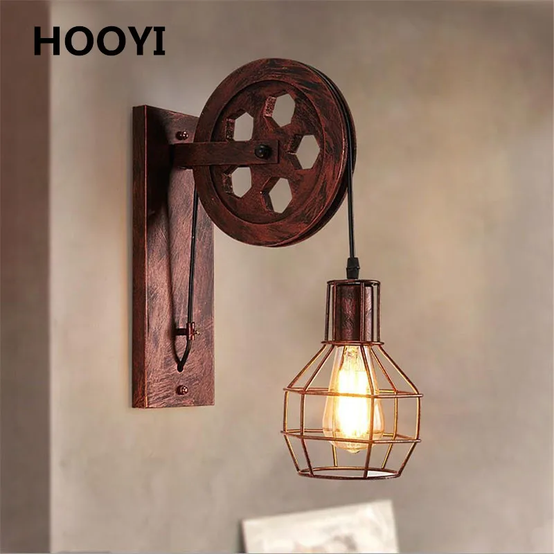 HOOYI Retro Loft Lamp Creative Wall Light for Kitchen Bedroom Wall Sconce Living Room Restaurant Wood Wall Lamp