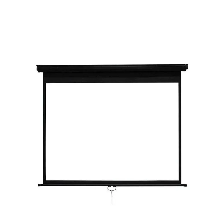 Movie Matte White Fabric Fiber Glass Pull Down Self-locked Manual Wall Projection Screen