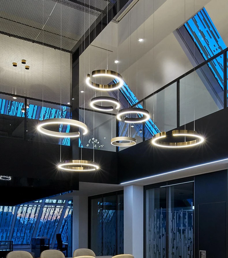 Modern living room chandelier Nordic semicircle circle creative bedroom dining room stainless steel light luxury lamps
