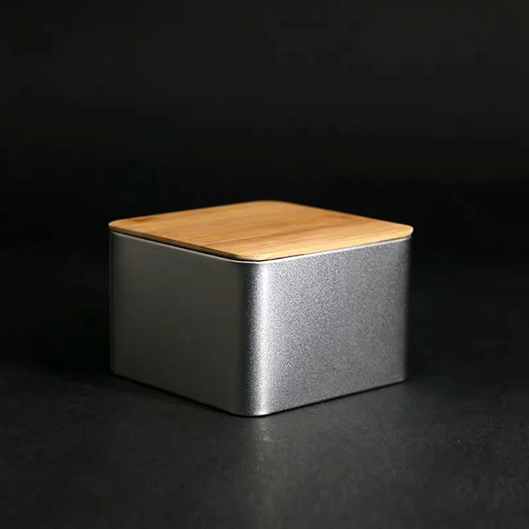 Vintage Tin Box Custom Square Tins With Wooden Lid Buy Square Tin Tea