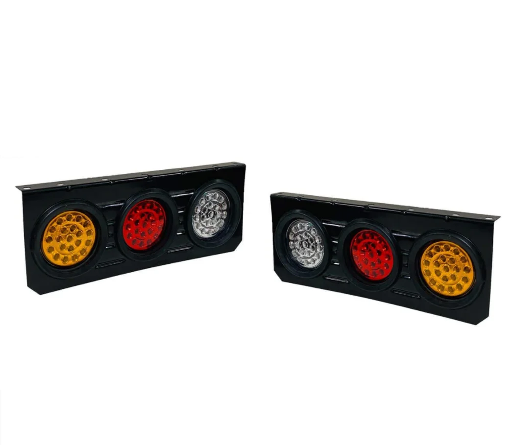 FLARE STAR LED Tail Light Box, Auto LED Trailer Tail Lights Bar equipped Iron Bracket Base with 4 Inch Round LED Lights