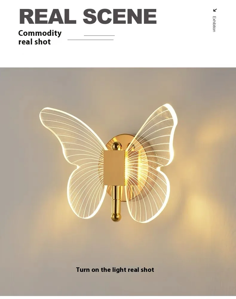 product butterfly inspired led wall lamp with light modern for nordic style hotels bedsides bedrooms and tv walls-8