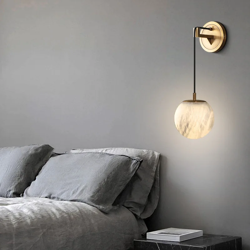 product cross border nordic light luxury brass led living room high end designer atmosphere bedroom bedside wall lamp-3