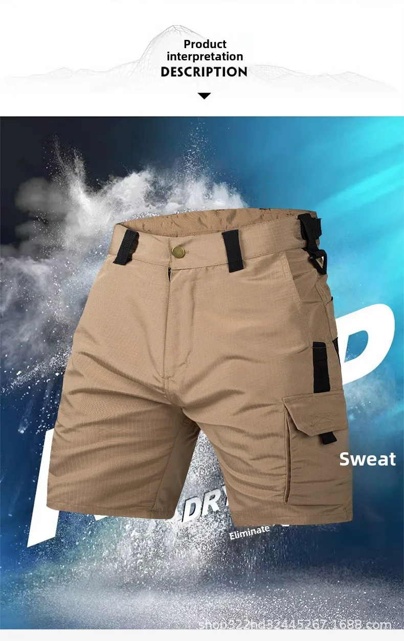 Men's Unisex Casual Outdoor Tactical Shorts New Beetle Range with Webbing Waistband Wear-Resistant Waterproof Training Pants