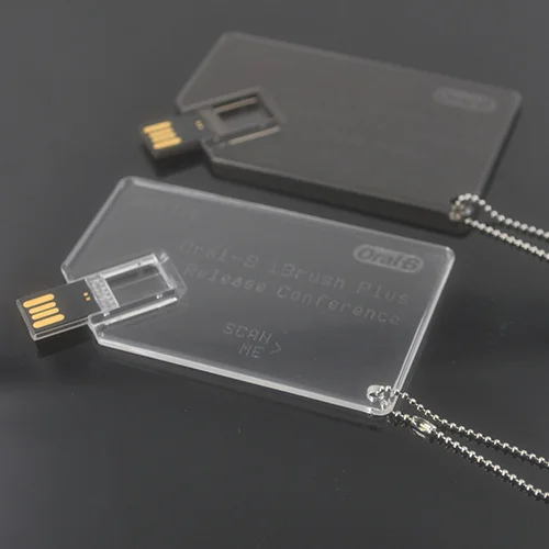 Clear acrylic card USB flash drive memory stick custom logo pen drives wholesale gadgets - ANKUX.COM