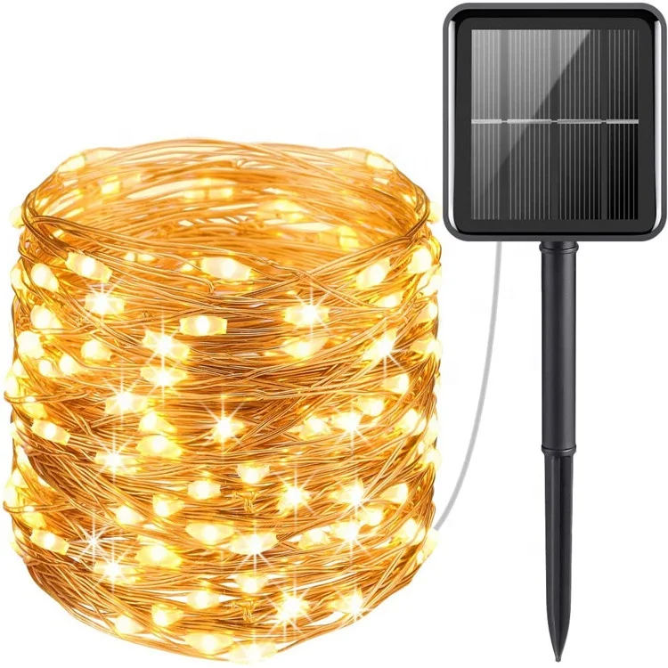 100 LED Solar Fairy Light 33 Feet 8 Modes Copper Wire Lights Waterproof Outdoor String Lights for Garden Patio Gate Yard Party