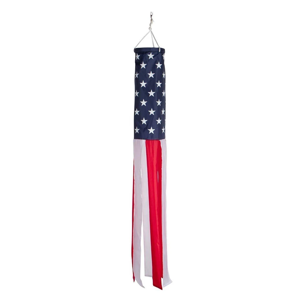 Full-Length Huouo 60-inch American Flag Windsock Includes Hanging Clip 5 Feet Stars and Stripes Windsocks 