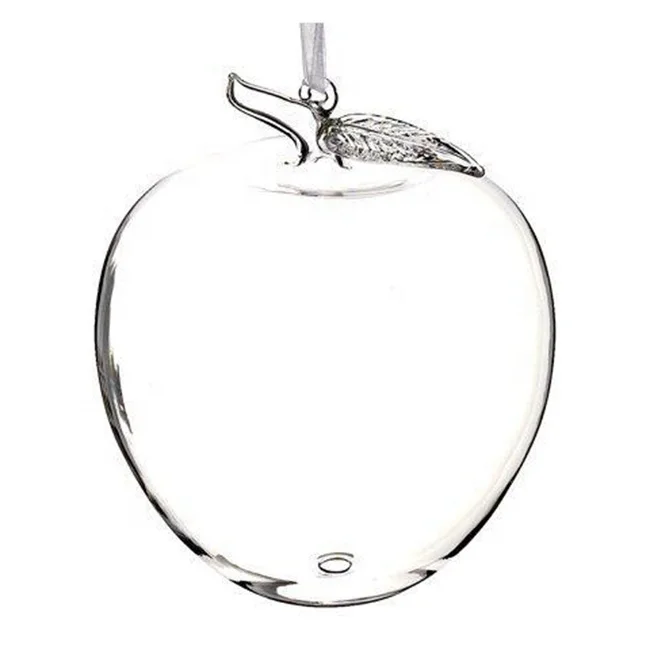 6 Clear Glass Apple Ornament Christmas Gift.JPG