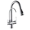 Dual handle 3 way water filter pull down kitchen faucet drinking water faucet brass chrome water purifier taps