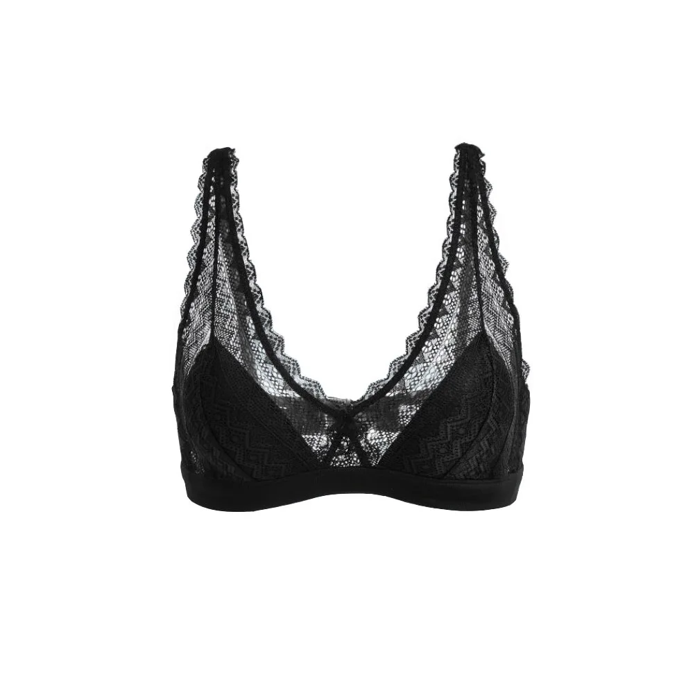 Silriver Women's Silk Lace Bralette With Soft Silk Cup Light Padded ...