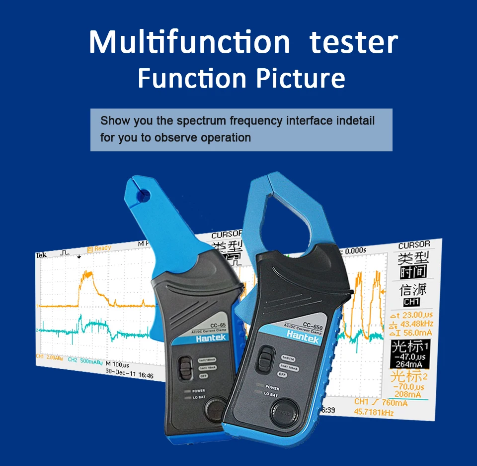 Hantek Oscilloscope Ac/dc Current Clamp Probe Cc65 Cc650 20khz/400hz