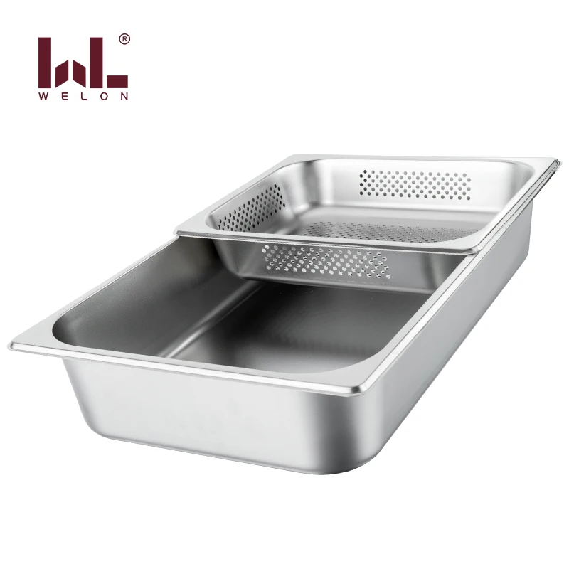 Gastronorm 1/3 Stainless Steel Containers Bain Marie Food Pan with notched lid 