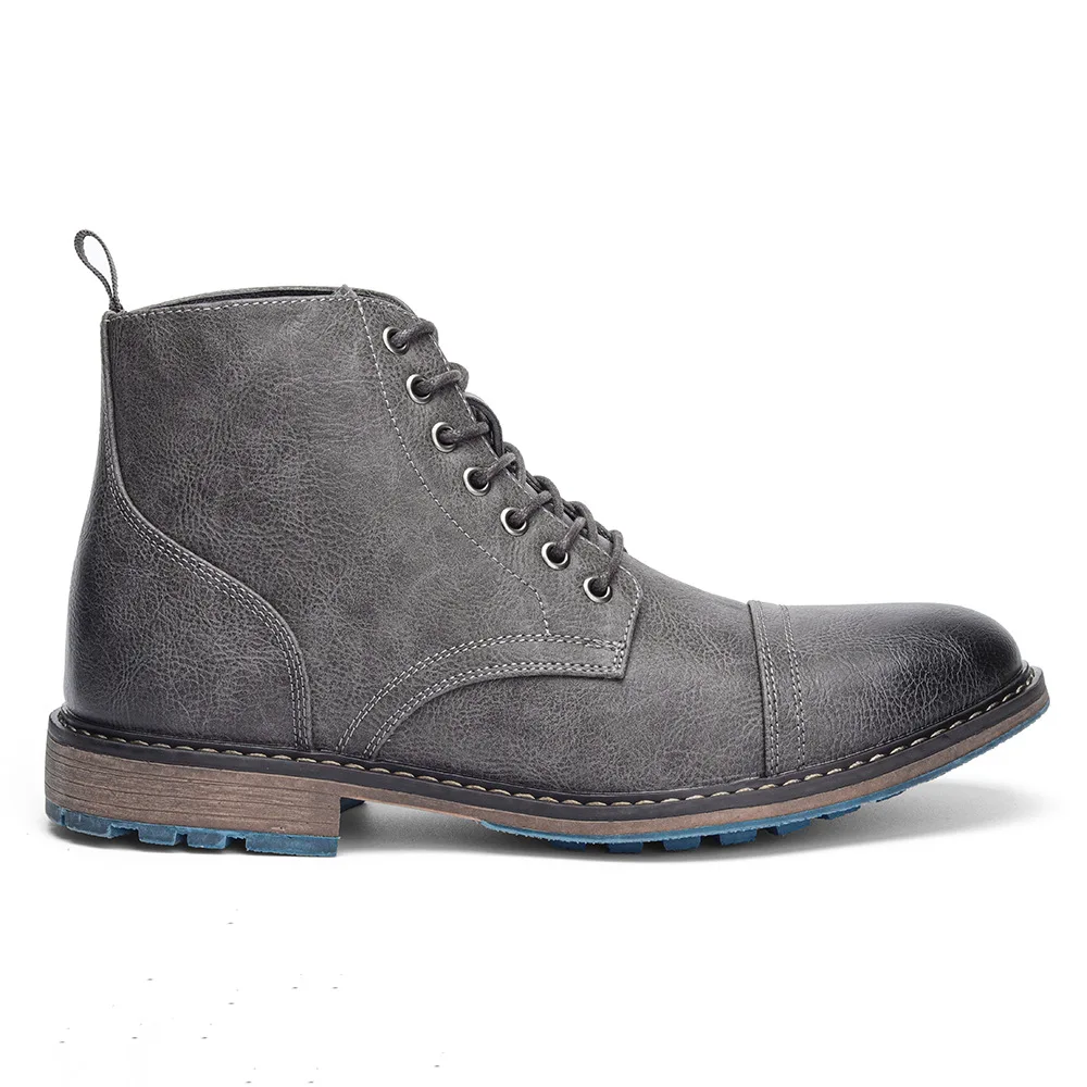 高品质男式马丁靴圆头单靴系带新工作鞋跨境外贸