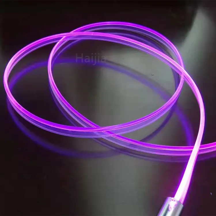 USB Neon LED Light Glow side glow fiber skirt Wire/El Wire for Automotive Interior Car Cosplay Decoration with 5mm Sewing Edge