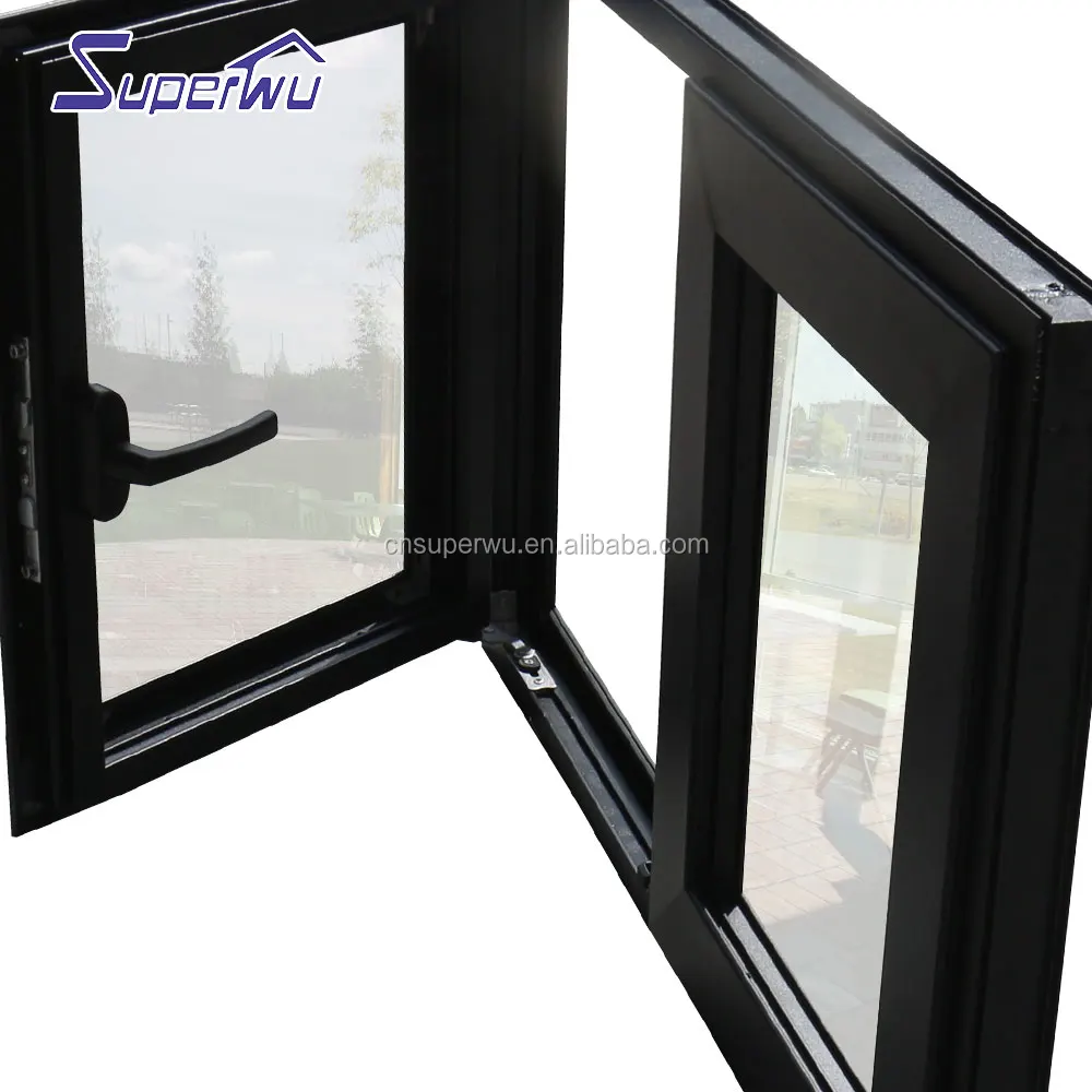 customized Double glass hurricane impact aluminium awning window