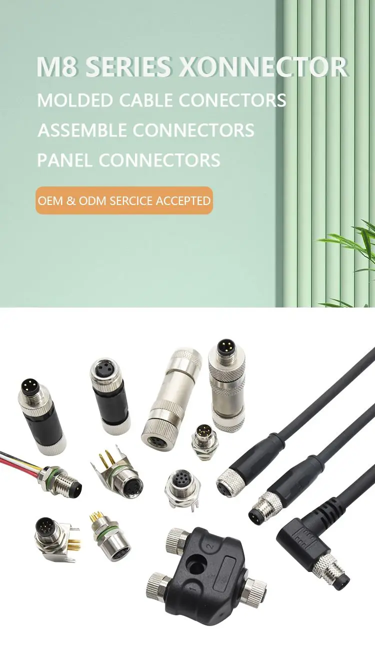 Electronic Connector Signal Controller M8 Wire Connector 3 Pin Cable Male Small Waterproof Connector