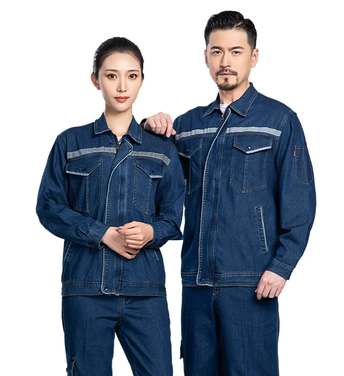 Custom denim work clothes sets men's thin labor protection wear wear-resistant electric welding elec