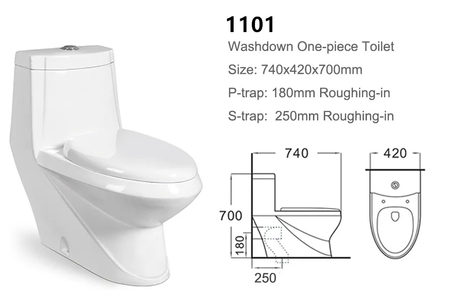 1101 Hot Sale Washdown One Piece Toilet Special Design