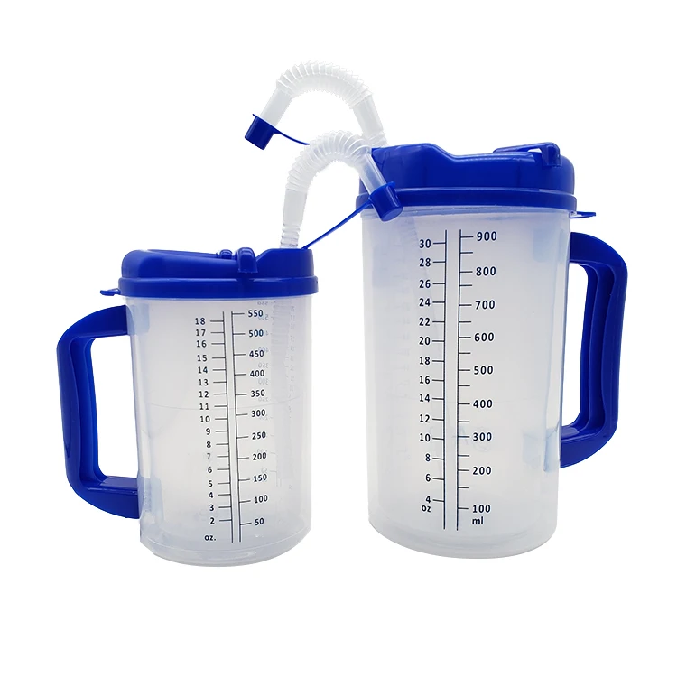 32 Oz Plastic Mug Water Drinking Hospital Insulated Double Wall Cup 